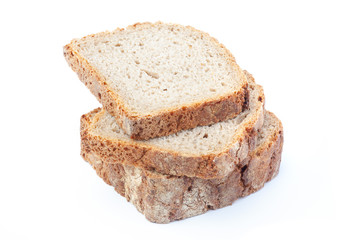Sliced rye bread. Isolated on white background.