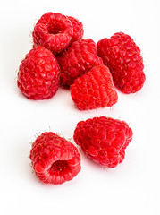 Delicious fresh raspberries Isolated on white background.