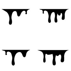 Paint dripping. Dripping liquid. Paint flows. Current paint, stains. Current drops. Current inks. Vector illustration. Color easy to edit. 