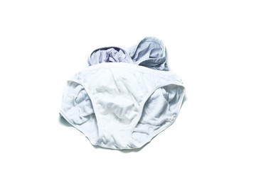 stack of grey and white cotton panty on white background isolated