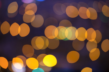 festive background with abstract blue circular bokeh background, city lights
