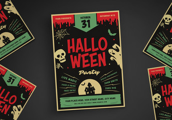 Retro Halloween Party Flyer Layout