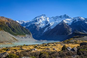 Glacial lake in Hooker Valley Track, Mount Cook, New Zealand