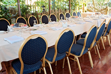 table setting in the restaurant