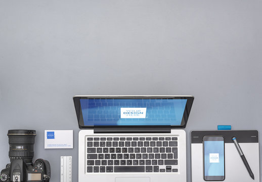 Digital Devices and Business Card Mockup