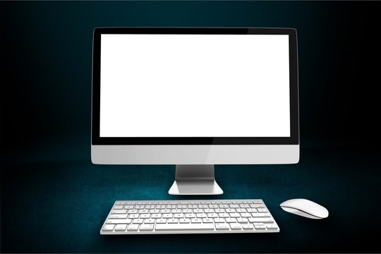 Desktop computer and keyboard and mouse on