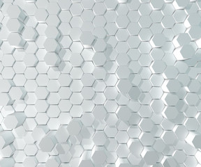Abstract White Hexagon Pattern Blocks Wall Background