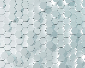 Abstract White Hexagon Pattern Blocks Wall Background