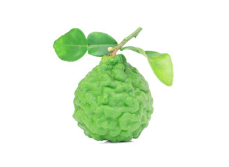 fresh bergamot fruit with leaf isolated on white background