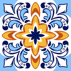 Italian ceramic tile pattern. Ethnic folk ornament.
