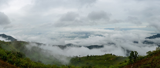 Panorama view of Fog in the valley