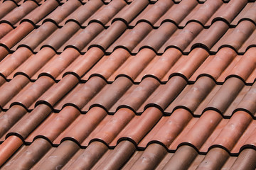 Closeup of Beautiful, Red, Spanish Tile Roofs in Downtown Granada, Nicaragua
