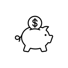 piggybank savings line outline icon on white background