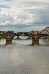 Fototapeta na wymiar Panoramic view of the city of Florence. Storm clouds cover the sky.