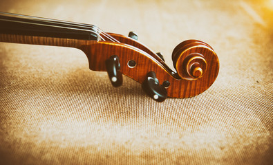 The abstract art design background of  construction of violin,Scroll,Pegbox and neck,on wooden board