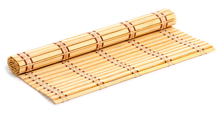 Bamboo mat natural on a white background isolation