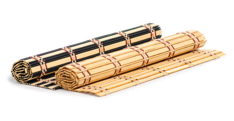 Bamboo mat natural on a white background isolation