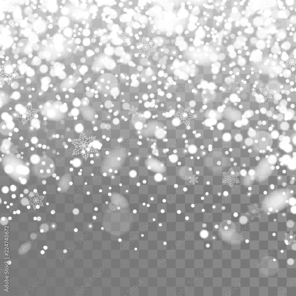 Aufkleber vector falling snow. isolated snowflakes on the transparent background