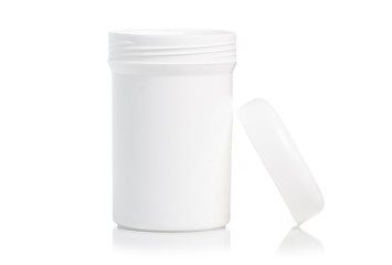 White jar cream on white background isolation