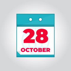 28 october Flat vector daily calendar icon