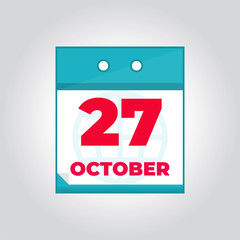 27 october Flat vector daily calendar icon