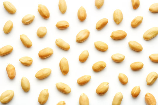 Peanuts pattern isolated on a white backround. Repetition concept. Top view