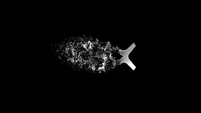 Jesus Fish Religious symbol Animation, Particle Animation of Religious Jesus Fish Icon.