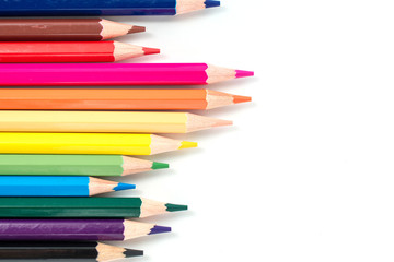 Color pencils isolated on white background.Close up.