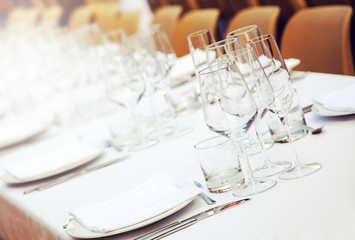 Dishes, silverware and glasses