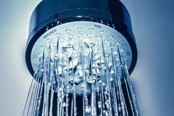 Shower Head with Droplet clean Water, close-up view