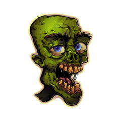 Zombie  head isolated on white. Vector illustration, eps 10.