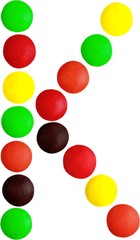 Letter K made out of candy