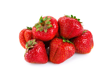 Fresh red strawberries on a white background