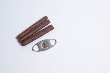 Cuban cigars on white background