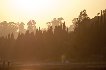 Sunset on the black sea beach, Abkhazia, New Athos