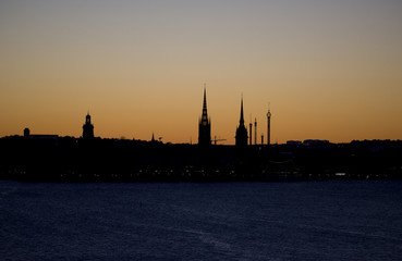 Stockholm in morning sun at sunset