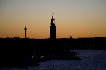 Stockholm in morning sun at sunset