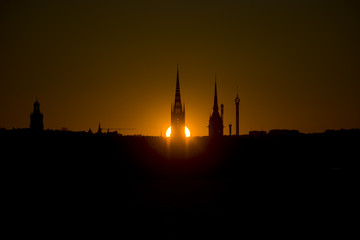 Naklejka premium Stockholm in morning sun at sunset