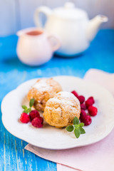 Fried ice cream with raspberries
