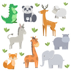 vector bundle with cute and simple cartoon animals