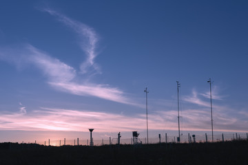Fototapeta na wymiar Weather station at sunset, Russia