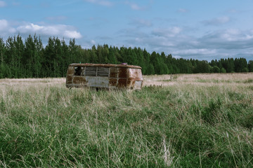 Old bus in the field