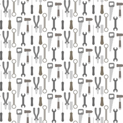 Tools seamless vector pattern in flat lay style.