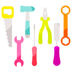 Vector tools equipment icon set.