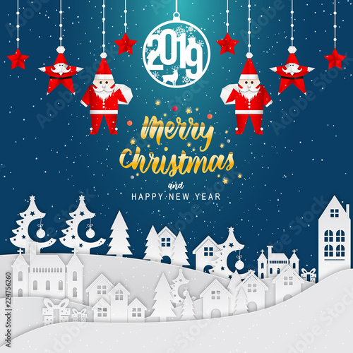 Merry Christmas And New Year 2019 Happy New Year 2019 and Merry Christmas Background, Carte de voeux Merry Christmas And New Year 2019 Happy New Year 2019 and Merry Christmas Background, Carte de voeux