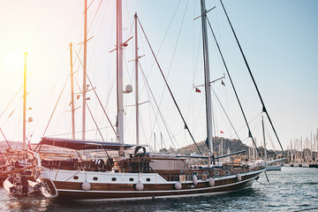 Obraz premium Luxury sailing yachts in the port.