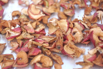 fresh dried apples on the table