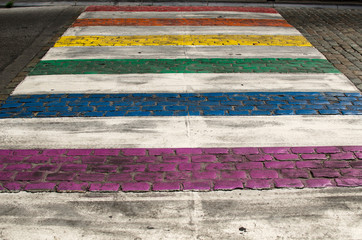 Colorful crosswalk in Brussels, Belgium