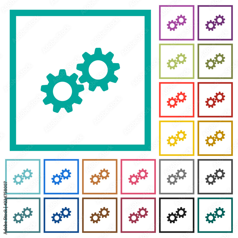 Poster collaboration flat color icons with quadrant frames