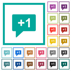 Obraz premium Plus one sign flat color icons with quadrant frames